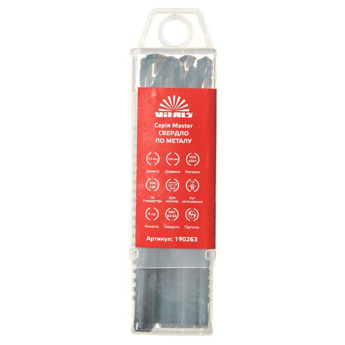 Свердло по металу HSS 4341 9.5 (5 од.) Vitals Master