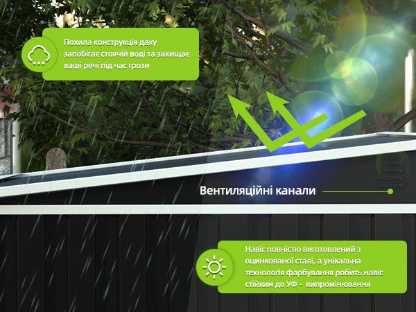 Хозблок-сарай металлический с односкатной крышей SS-03 1850х1230х905 мм PANTONE 10C Темно-серый