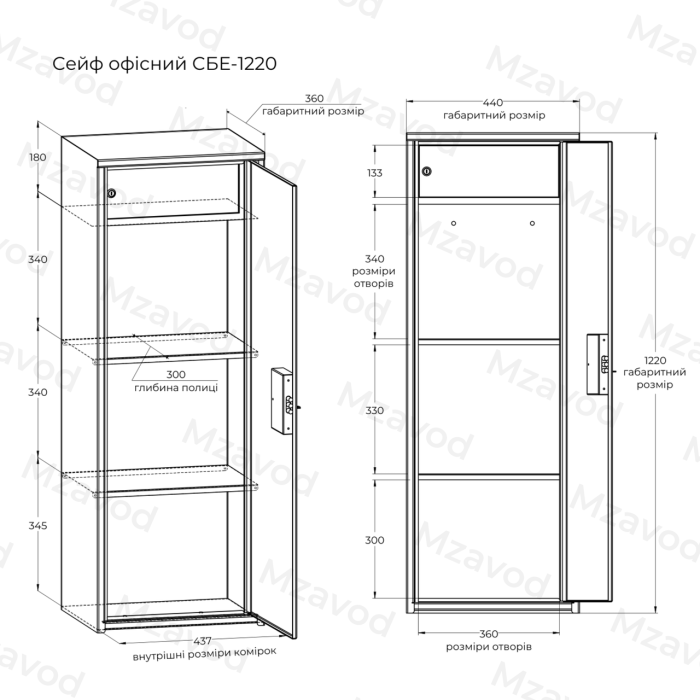 Офисный сейф СБЕ-1220 серый