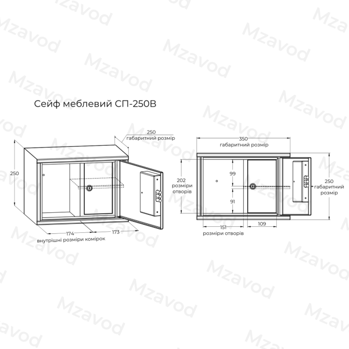 Пистолетный сейф SP-250V с вертикальными отделениями