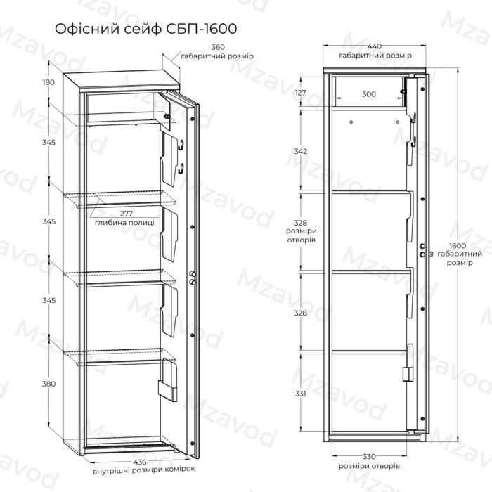 Офисный сейф CБП-1600 антрацитово-серый