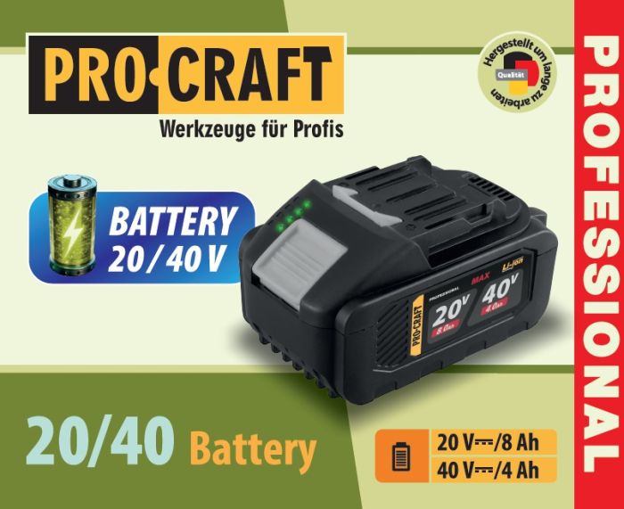 Аккумуляторная батарея Procraft Battery20/40 (20В 8Ач, 40В 4Ач)
