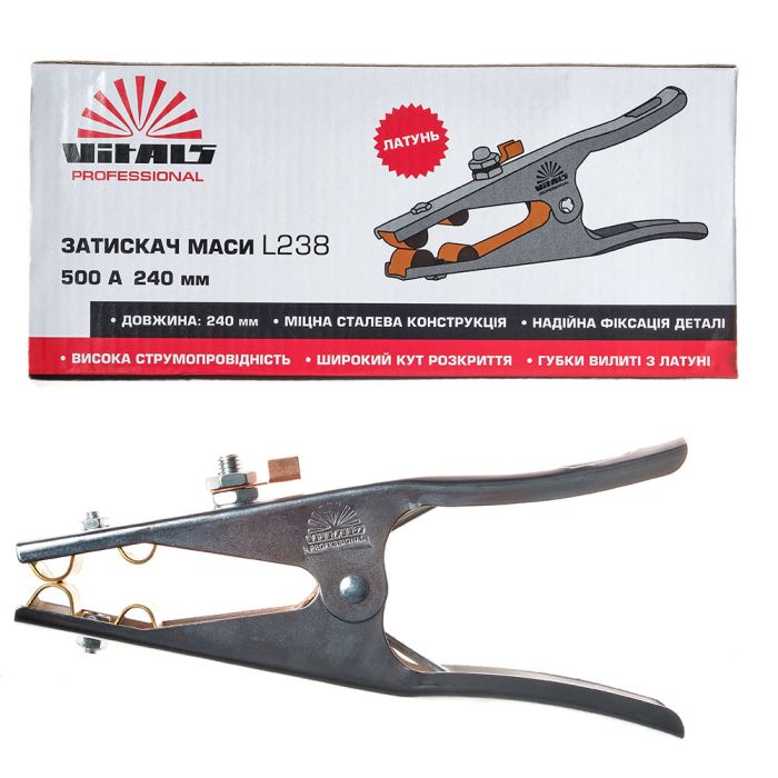 Зажим массы Vitals Profi L238 500A (латунь)