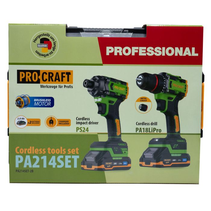 Набор аккумуляторного шуруповерта и винтоверта Procraft PA214SET (2 АКБ)