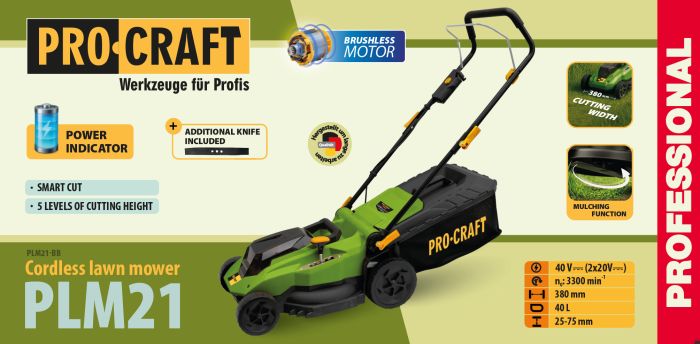 Акумуляторна газонокосарка Procraft PLM21 (без АКБ та ЗП)