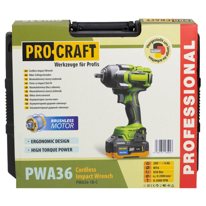 Аккумуляторный гайковерт Procraft PWA36 Кейс (с 1 АКБ и ЗУ)