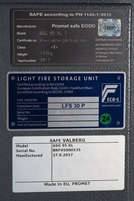Огнестойкий взломостойкий сейф Valberg ASG-95T