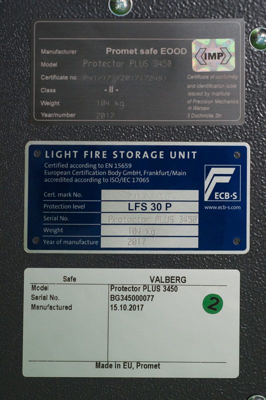 Зломостійкий сейф 2 класу Valberg Protector PLUS 3450